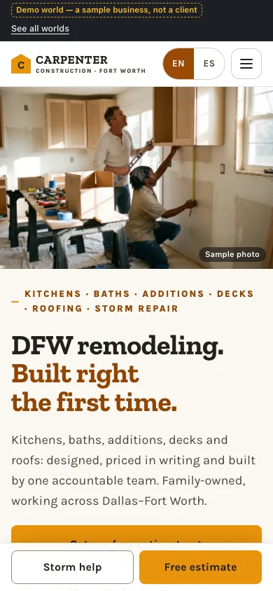 The same demo shop on a phone