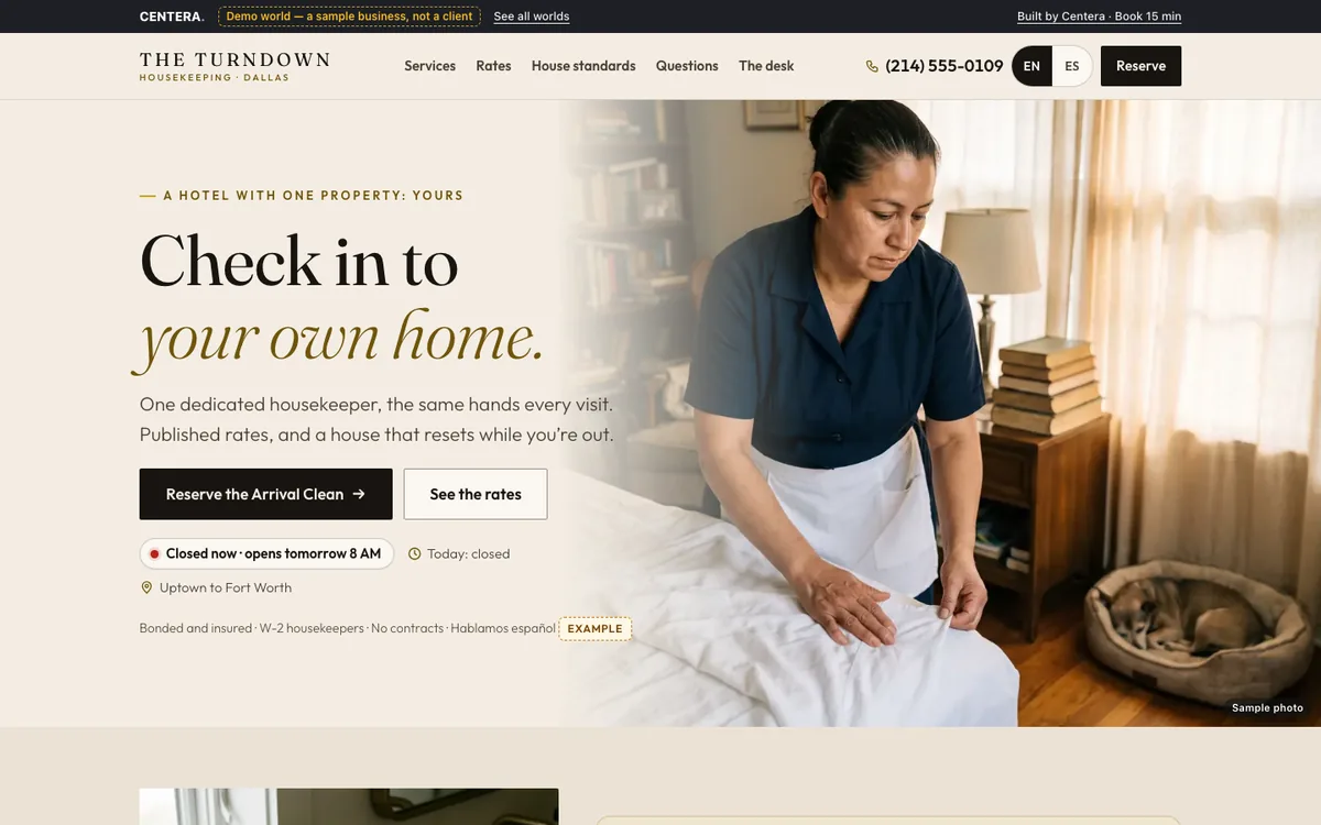The Turndown, a made-up demo shop: its website on a computer